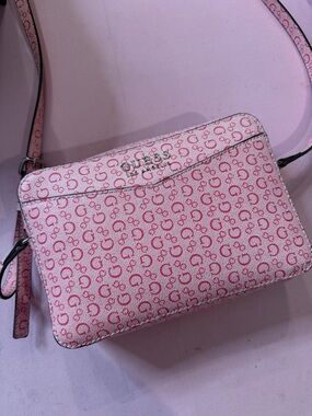 Guess Pink Signature Monogram Crossbody Bag
